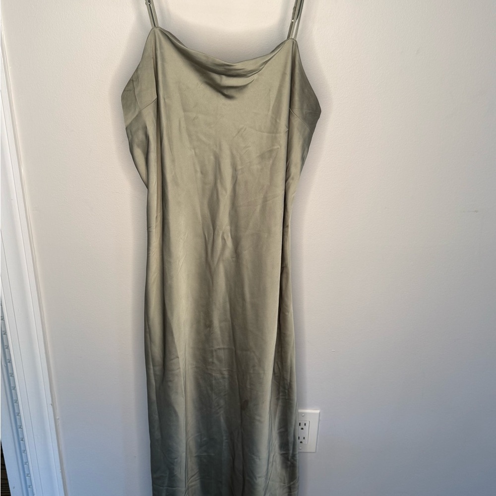 Abercrombie & Fitch Sage Green Silky Maxi Dress